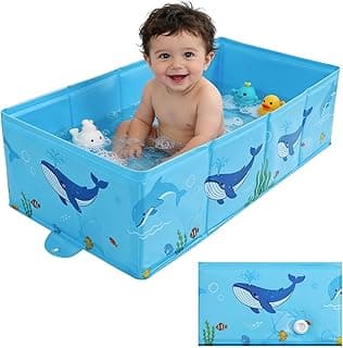 Collapsible Baby Bathtub, Foldable Infant Bath Tub with Quick Drain, Portable Bathing Basin for 6-36 Months, Travel Bathtub for Sink, Kitchen, Bathroom