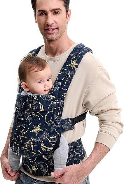 Momcozy Baby Carrier Newborn to Toddler - Ergonomic, Cozy and Lightweight Infant Carrier for 7-44lbs, Effortless to Put On, Ideal for Hands-Free Parenting, Enhanced Lumbar Support, Starry Sky