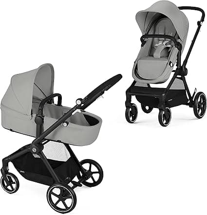 Cybex EOS Multi-Purpose Stroller - Converts from Carriage Mode to Reversible Toddler Seat in Seconds, 5 Modes of Use, Travel System Ready with any Cybex Infant Car Seat - Lava Grey/Black Frame