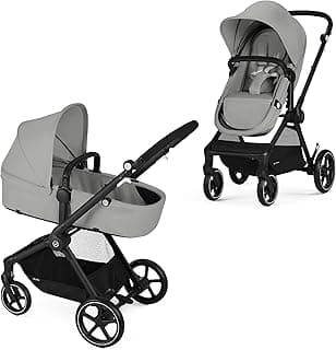Cybex EOS Multi-Purpose Stroller - Converts from Carriage Mode to Reversible Toddler Seat in Seconds, 5 Modes of Use, Travel System Ready with any Cybex Infant Car Seat - Lava Grey/Black Frame