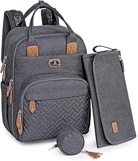 Diaper Bag Backpack with Portable Changing Pad, Pacifier Case and Stroller Straps