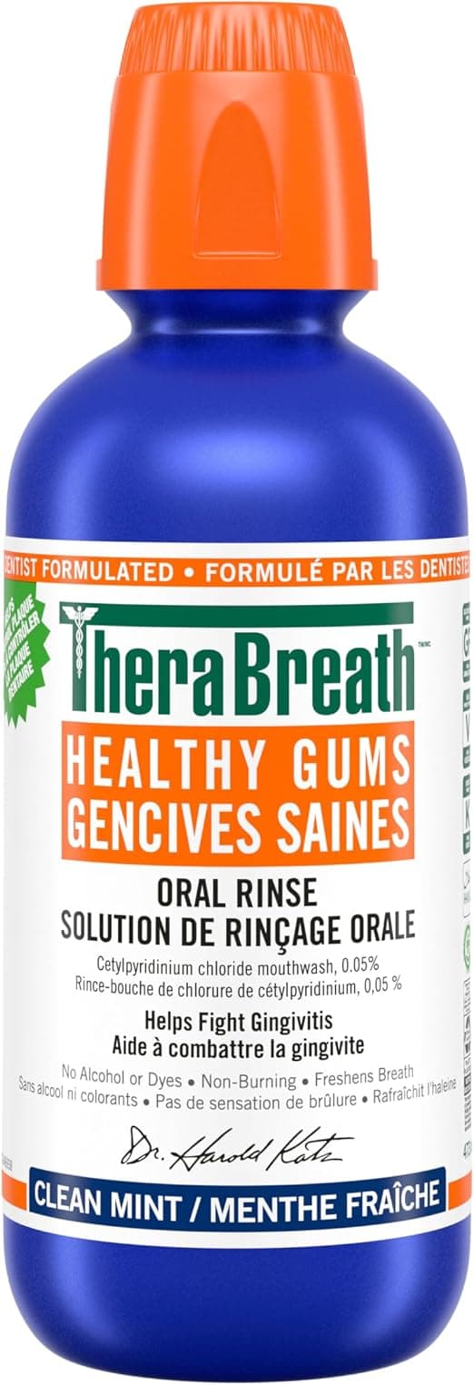 Therabreath Healthy Gums oral Rinse - Clean Mint | Zinc & Tea Tree Oil To Neutralize Bacteria & Restore Gum tissue | Certified Vegan, Gluten Free & Kosher, 16 ounces