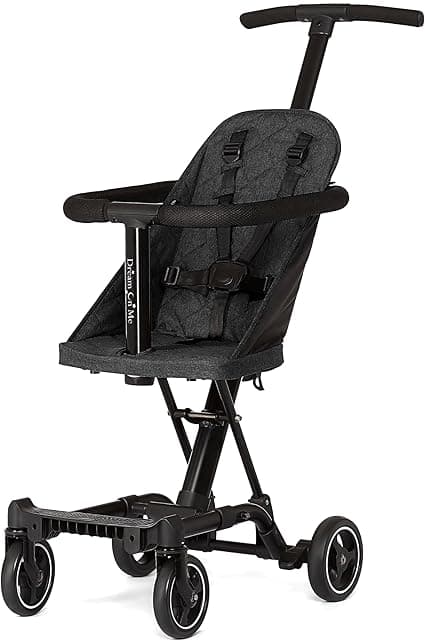 Dream On Me Coast Rider Travel Stroller – Black, Lightweight & Compact Baby Stroller, Theme Park Approved, Book-Folding Design, Adjustable Handle, Soft-Ride Wheels, Converts to Rider & Scooter