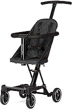 Dream On Me Coast Rider Travel Stroller – Black, Lightweight & Compact Baby Stroller, Theme Park Approved, Book-Folding Design, Adjustable Handle, Soft-Ride Wheels, Converts to Rider & Scooter