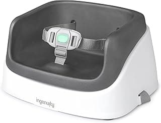 Ingenuity SmartClean Toddler Booster Seat for Kitchen Chair – Lightweight for on-the-go, Easy-Clean, 3-Point Harness Strap – Booster Seat for Dining Table, Slate