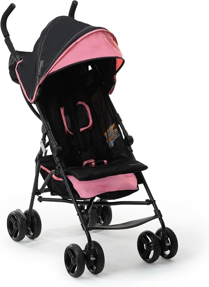 Summer Infant 3Dmini Convenience Stroller, Pink Lightweight Infant Stroller with Compact Fold, Multi-Position Recline, Canopy with Pop Out Sun Visor and More Umbrella Stroller for Travel and More