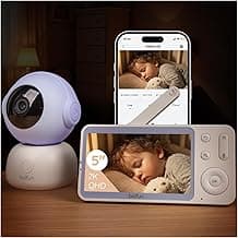 BOIFUN Wi-Fi Baby Monitor with Camera and Audio, Smartphone Compatible APP, 2K HD Night Vision with 5” Display, Auto Motion Tracking & Cry Detection, 2-Way Talk, Temp Sensor, Safe Encrypted