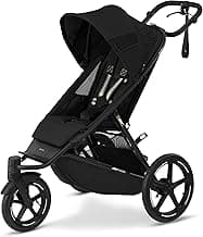 Cybex Avi Spin Jogging Stroller – Lightweight, All-Terrain Wheels, Adjustable Handlebar, Smooth Ride, Ideal for Active Parents, Compact fold, removable wheels, Moon Black with Black Frame