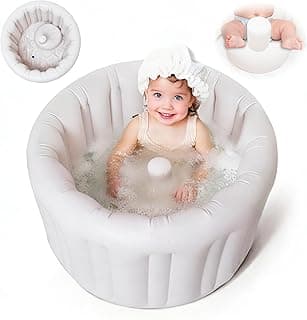 Inflatable Baby Bathtub XL- Portable Toddler Tub for Shower, Travel-Friendly, Easy to Deflate and Fold, Non-Slip, Thick Cushion for Safety, Ideal for 12-24 Months