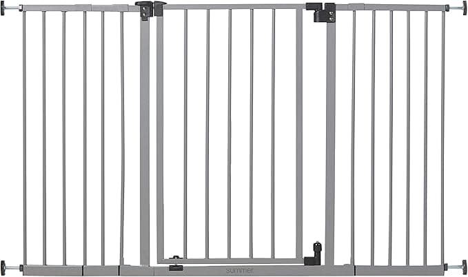 Summer Infant Secure Space Extra Wide Safety Baby Gate, Fits Openings 28.5'-52', Slate Gray Metal Finish, for Doorways and Stairways, 30” Tall Walk-Through for Baby and Pet