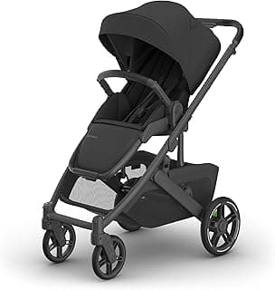 UPPAbaby Cruz V3 Stroller - from Birth + Car Seat Compatible - Full-Size, Reversible Seat - Infant Insert, Bug and Rain Shields Included - Jake (Charcoal/Carbon Frame/Black Leather)
