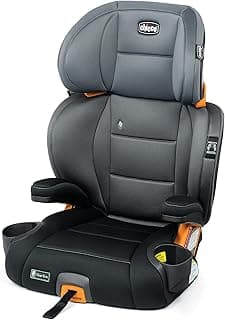 Chicco KidFit ClearTex Plus 2-in-1 Belt-Positioning Booster Car Seat, Backless and High Back Booster Seat, for Children Aged 4 Years and up and 40-110 lbs. - Shadow/Black & Grey