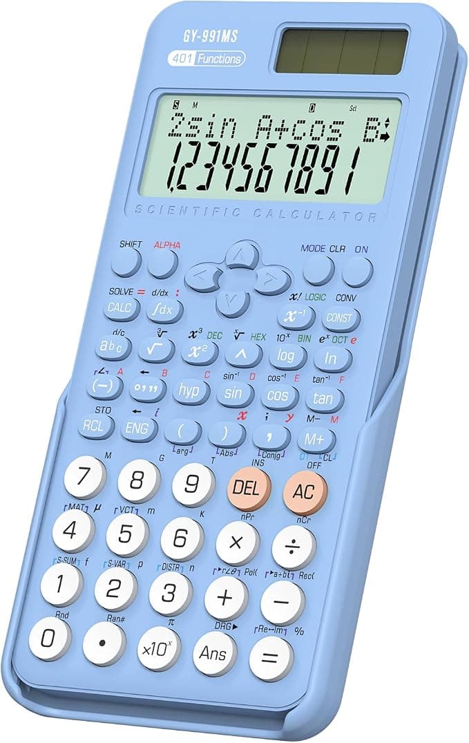 ROATEE Calcualtor with Multiplefunctions,Easy to Carry,991MS-Blue | ROATEE Scientific Calculator School Supplies Solar Battery Dual Power Kawaii for Middle High School Student and Teacher Blue