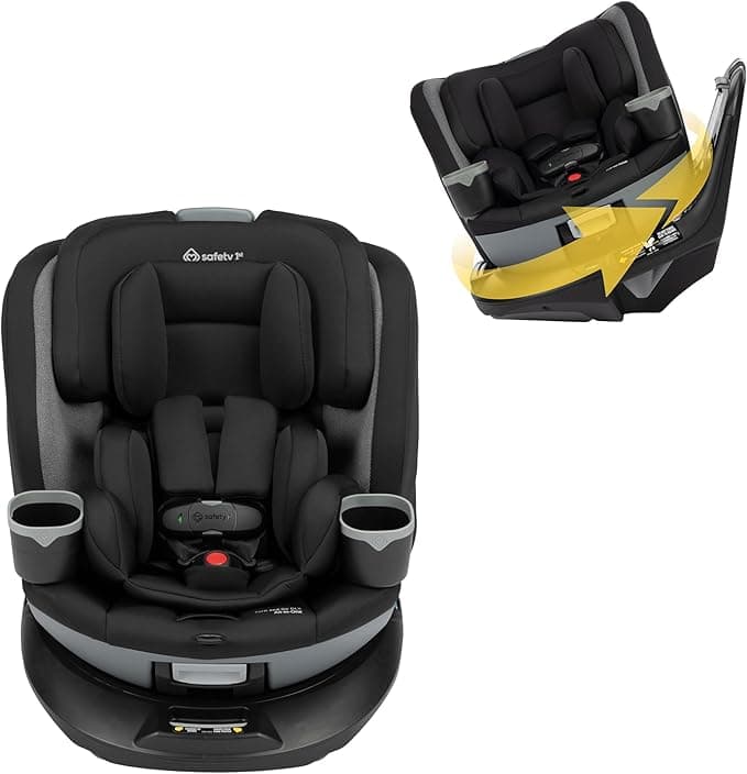 Safety 1st Turn and Go 360° DLX Rotating All-in-One Convertible Car Seat, 10 Years of Use, Rear-Facing to Booster, Effortless Recline, SecureTech™ Magnetic Chest Clip - Black Beauty