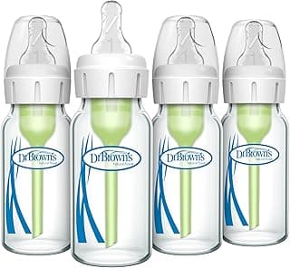 Dr. Brown’s Natural Flow® Anti-Colic Options+™ Narrow Glass Baby Bottles, 4-Pack, 4 oz /120 mL