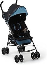 Summer Infant Infant 3Dmini Convenience Stroller, Blue/Black – Lightweight with Compact Fold, Multi-Position Recline, Canopy with Pop Out Sun Visor and More – for Travel and More