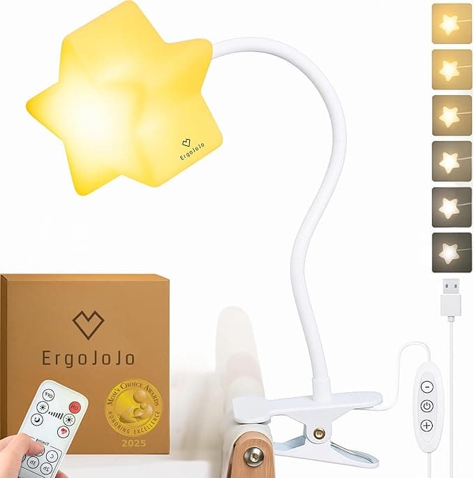 LED Clip On Star Light, Warm & Dimmable light, Breastfeeding Essentials- Ideal Baby Night Light for bedside bassinet, Reading light, Desk lamp, nursery decor, baby gift & night light for kids