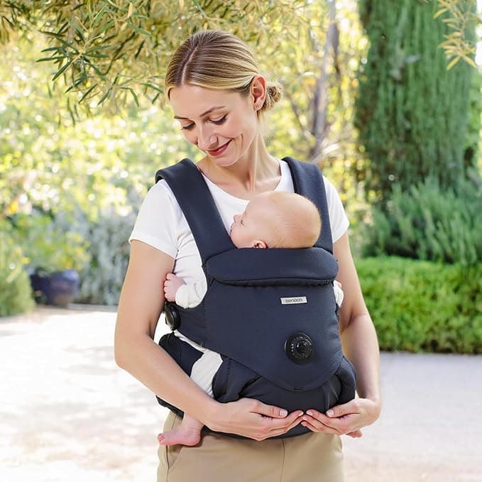 bonoch Baby Carrier Newborn to Toddler - EaseFit Adjustment Knob, Ergonomic Lightweight Cotton Carrier, Quick Attach Magnetic Buckle, Thickened Leg Pad, Widened Belt, with 3 Bibs, for 10-44lbs