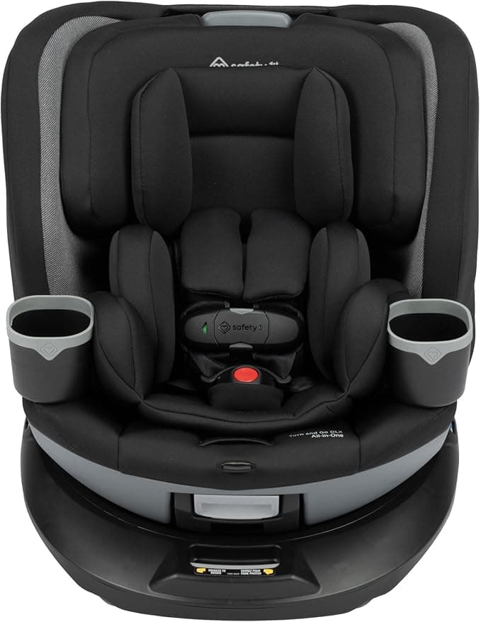 Safety 1st Turn and Go 360° DLX Rotating All-in-One Convertible Car Seat, 10 Years of Use, Rear-Facing to Booster, Effortless Recline, SecureTech™ Magnetic Chest Clip - Black Beauty