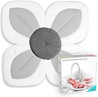 Blooming Bath Lotus Baby Bath Seat - Premium Baby Bathtub, Fits Most Sinks - Newborn & Baby Essentials - Baby Gifts - 33" - Grey/Dark Grey
