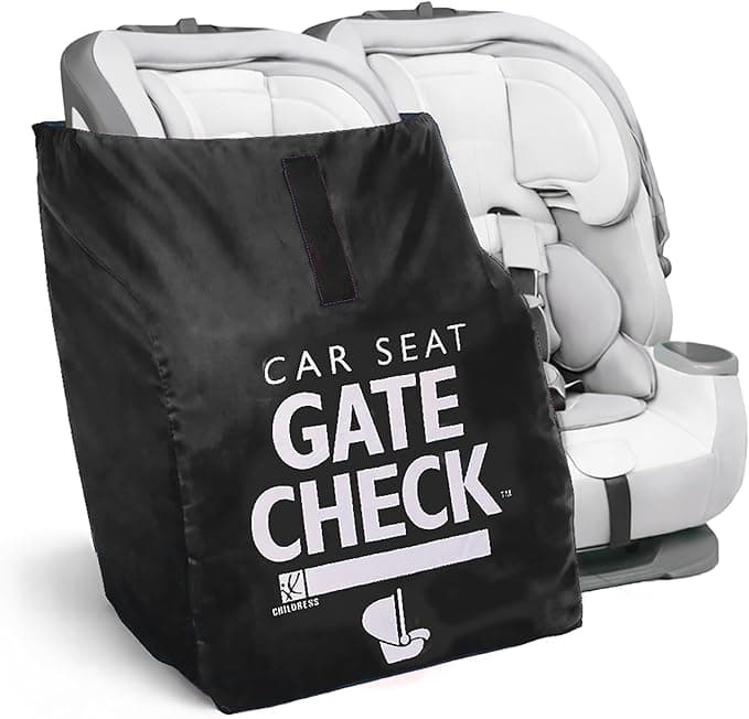 J.L. Childress Gate Check Bag for Car Seats - Travel Bag for Airplane - Includes AIRTAG Holder - Fits All Baby Car Seats, Infant Carriers & Child Booster Seats, Black