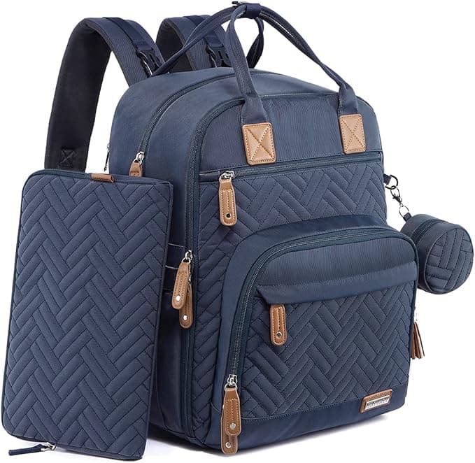 Diaper Bag Backpack, iniuniu Large Baby Bags with Diaper Pouch, Washable Changing Pad, Pacifier Case and Stroller Straps