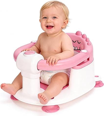 Baby Bath Seat, Infant/Toddler Sit Up Bathtub Seat 6 Months & Up, Baby Bath Essentials, Non-Slip with Suction Cups Bathtub Seat for Baby(Pink)