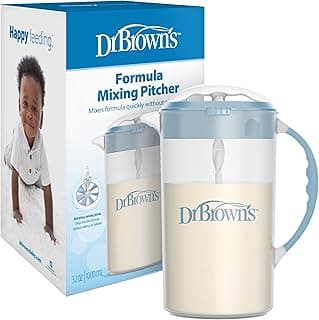 Dr. Brown's Baby Formula Mixing Pitcher with Adjustable Stopper, Locking Lid, & No Drip Spout, 32oz, BPA Free, Blue