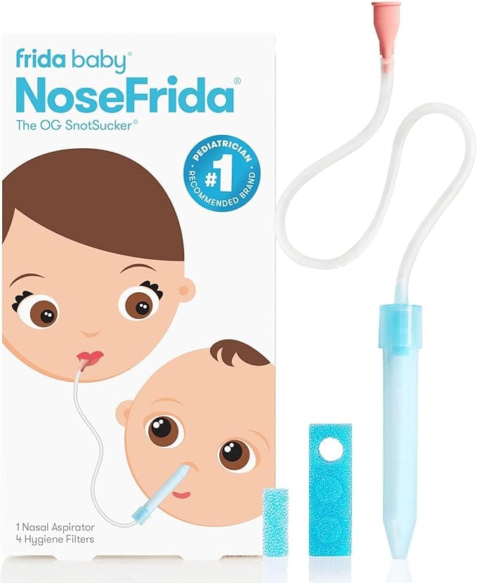 Frida Baby NoseFrida Nasal Aspirator, Snot Sucker Suitable for Newborns and Babies, Baby Nose Sucker with 4 Extra Hygiene Filters