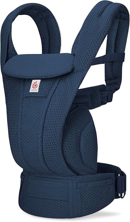 Ergobaby Omni Deluxe Baby Carrier for Newborn to Toddlers 0-48 Months (7-45 lbs) - 4-Position Breathable Mesh Baby Carrier with Ergonomic Support, Storage Pockets, and Sun Hood - Midnight Blue