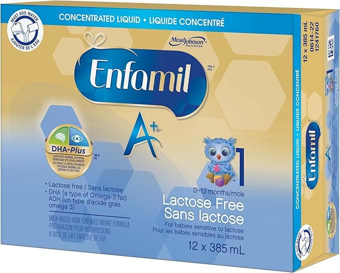 Enfamil A+ Lactose Free Infant Formula, Concentrated Liquid, 385mL, 12 cans