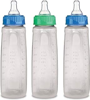 First Essentials by NUK Clearview Bottles in Assorted Colors with Silicone Nipple, 9 oz