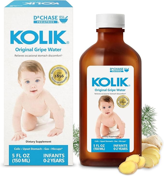 Dr. Chase Pediatrics Kolik Original Gripe Water - Colic Relief for Newborns & Infants - Safe, All Natural Gas Drops for Babies - Herbal Formula to Ease Digestive Discomfort & Fussiness, Made in Canada -150 ml