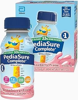 PediaSure Complete Reduced Sugar, 33% Less Sugar, Nutritional Supplement, 4 X 235 ml, Strawberry, 940 ml