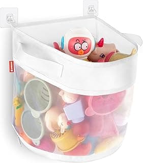 UNEEDE Bath Toy Storage, Baby Bath Toy Net, Bath Toy Organizer with 4 Adhesive Hooks, Bath Toy Storage, Baby Bath Toy Net, Baby Bath Toy Storage