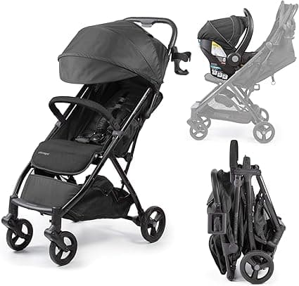 Ingenuity 3Dquickclose CS+ Compact Fold Stroller – Lightweight Stroller with Oversized Canopy, Extra-Large Storage and Compact Fold
