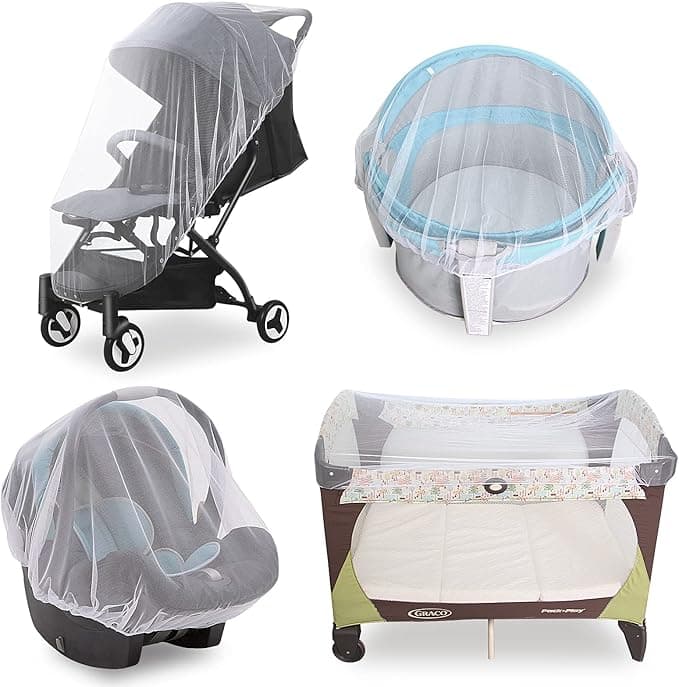 Baby Mosquito Net for Stroller, Sturdy Bug Net for Stroller, Bassinets, Cradles, Playards, Pack N Plays and Portable Mini Crib, Portable & Reliable Baby Insect Netting, White
