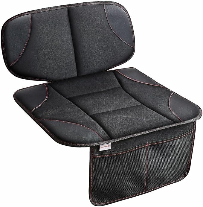 Siivton Car Seat Protector for Child Car Seat & Booster Seat, Thick Padding, Waterproof Anti-Slip Design, Protects Leather Seats from Indentations, 2 Storage Pockets, Fits Most Vehicles