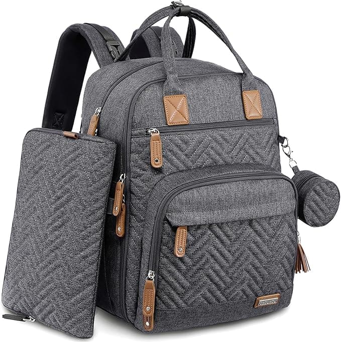 Diaper Bag Backpack, iniuniu Large Baby Bags with Diaper Pouch, Washable Changing Pad, Pacifier Case and Stroller Straps
