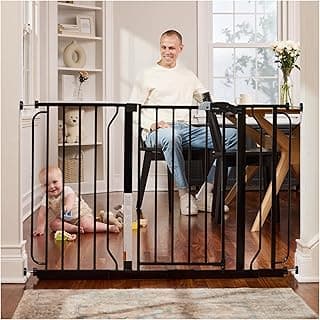 Regalo Easy Step 49-Inch Extra Wide Baby Gate, Includes 4-Inch and 12-Inch Extension Kit, 4 Pack of Pressure Mount Kit White