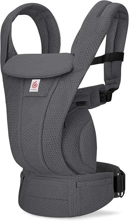 Ergobaby Omni Deluxe Baby Carrier for Newborn to Toddlers 0-48 Months (7-45 lbs) - 4-Position Breathable Mesh Baby Carrier with Ergonomic Support, Storage Pockets, and Sun Hood - Graphite Grey