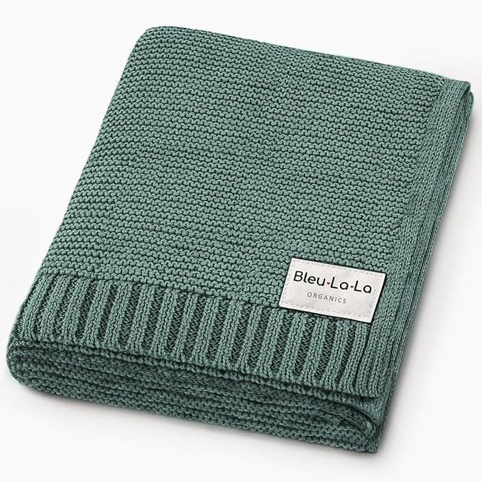 Luxury Organic Cotton Lightweight Knit Baby Blanket (02 - Heritage - Hunter Green)