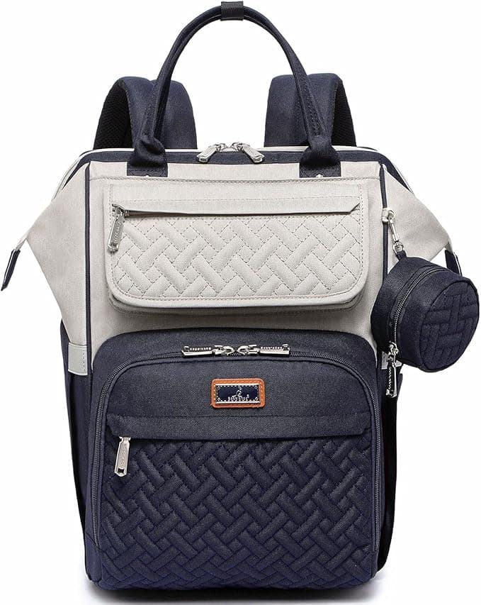 BabbleRoo Diaper Bag Backpack, Multifunction Nappy Changing Bag with Changing Pad, Stroller Straps & Pacifier Case