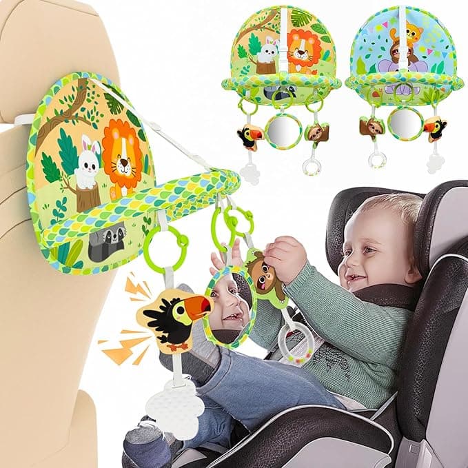 Dr.Rapeti Baby Car Seat Toy for Travel Rear Facing Double Sided Baby Travel Activity Car Seat Entertainment Toy Easy Drive Gift for Newborn Baby Infant 0-12 Month