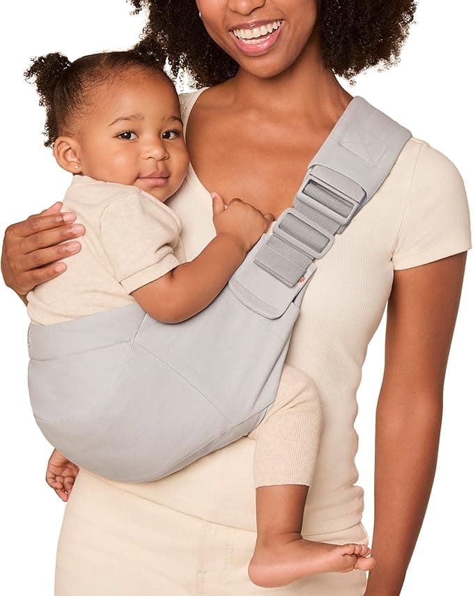 Ergobaby Upsie Sling Baby Carrier for Babies and Toddlers 6-48 Months (17-45 lbs) - 2-Position Ergonomic Baby Carrier with Front Storage Pocket, Hip-Healthy Positioning - Pearl Grey