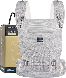 Bebamour Baby Carrier Adjustable Baby Wrap Carrier 3-in-1 Baby Carrier Front and Back Carry (New Grey)