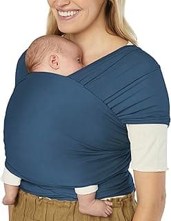 Ergobaby Sustainable Knit Aura Baby Carrier Wrap for Newborn to Toddler (3-11 kg), Twilight Navy