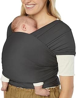 Ergobaby Sustainable Knit Aura Baby Carrier Wrap for Newborn to Toddler (8-25 Pounds), Soft Black