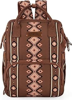 Wrangler Southwest Pattern Diaper Backpack Baby Bag Casual Daypack Travel Backpack Western Multi-Function Bags