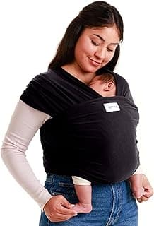 Sleepy Wrap Baby Wrap Carrier Sling for Newborns - Porte Bebe Infant Carrier for Newborn to Toddler up to 35 lbs - Hands Free Stretchy Ergo Sling (Black)